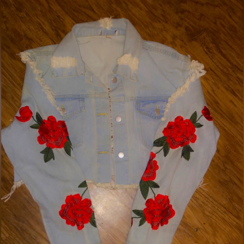 Denim distressed jacket